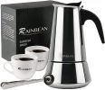 Stovetop Espresso Maker stainless steel 6 Cup Espresso Moka Pot for Full Flavored Espresso Percolator Italian Coffee Maker Stainless Steel Espresso Ma