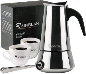 Stovetop Espresso Maker stainless steel 6 Cup Espresso Moka Pot for Full Flavored Espresso Percolator Italian Coffee Maker Stainless Steel Espresso Ma