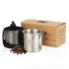 NICELOCK Folding Handle Outdoor Camping Cup Portable Stainless Steel Mountaineering Cup Reusable Durable Hiking Mugs Share set of 2