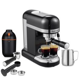 20 Bar Thermo Block Beating System Espresso Machine With Safety Valve (Color: Black, Main Material: Stainless Steel)