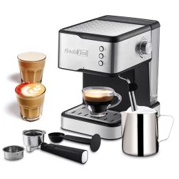 20 Bar Thermo Block Beating System Espresso Machine With Safety Valve (Color: Silver, Main Material: Stainless Steel)