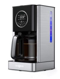 Touch Control 24H Programmable Timer Drip Coffee Machine (Color: Black, Main Material: Stainless Steel)
