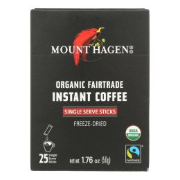 Mount Hagen - Organic Fairtrade Instant Coffee 25 Single Serve Sticks 25ct - Case of 8 - 1.76 OZ (SKU: 2220648)