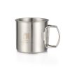 NICELOCK Folding Handle Outdoor Camping Cup Portable Stainless Steel Mountaineering Cup Reusable Durable Hiking Mugs Share set of 2