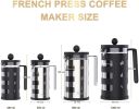 Medium French Press Coffee Maker 21oz/12 oz, Small Stainless Steel French Press 600 ml/350 ml, 100% BPA Free French Press Glass with Spoon and Brush